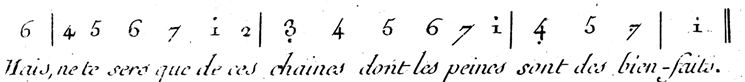 Example of Jean-Jacques Rousseau's numerical music notation